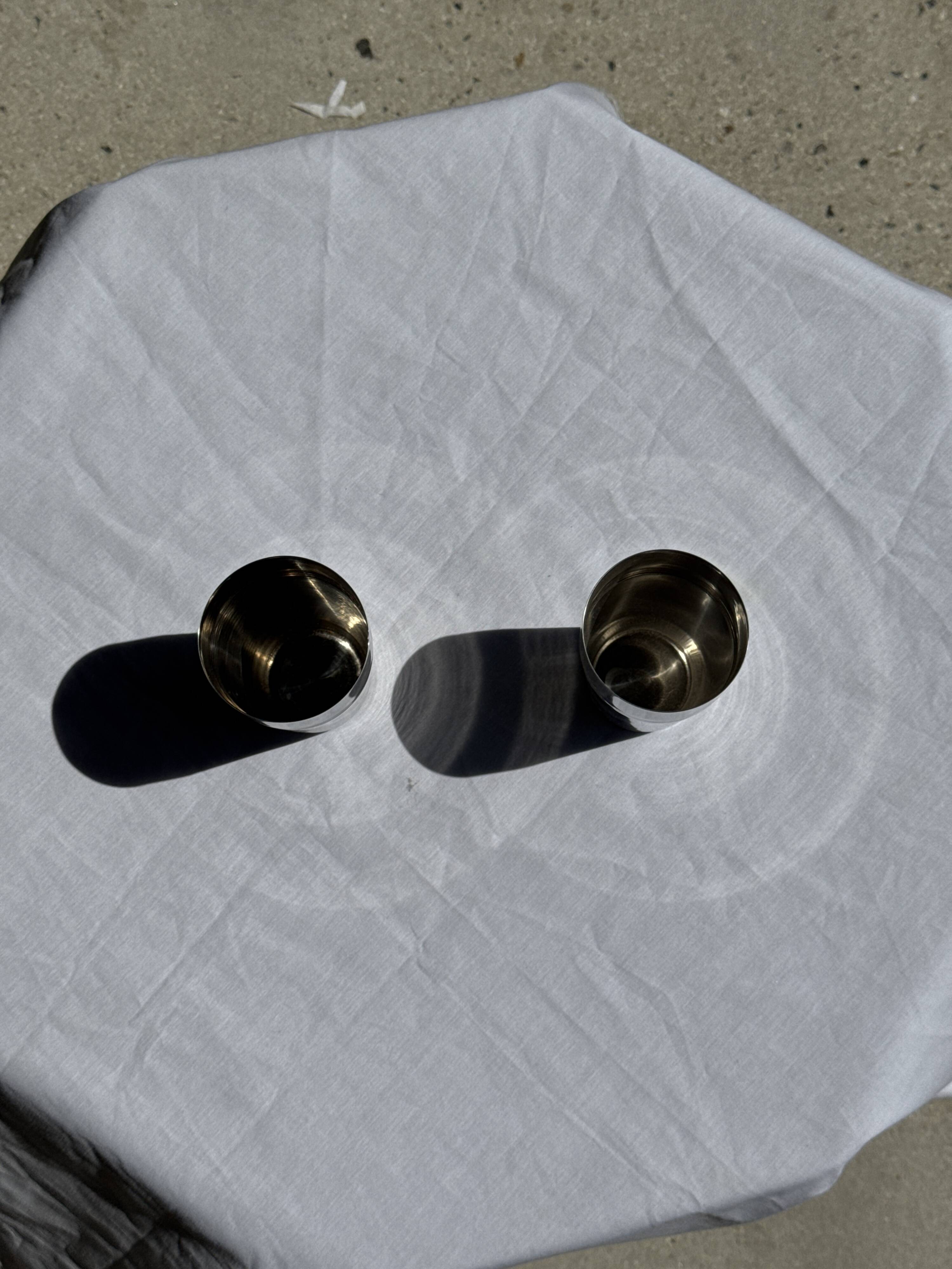 Set of 2 vintage stainless steel cups H12 D7