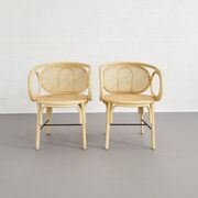 Paire de fauteuils en rotin et cannage
