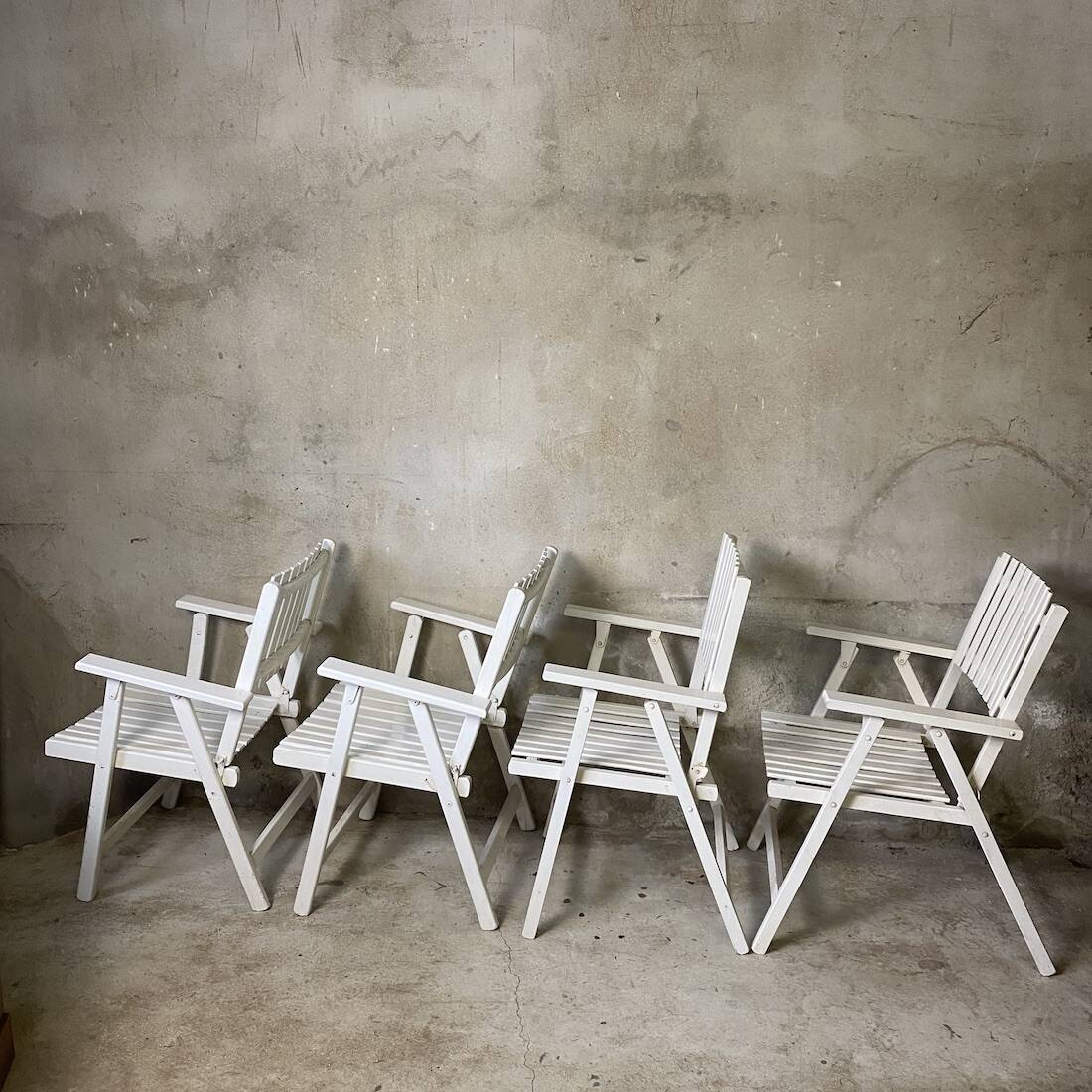 Ensemble de 4 fauteuils de jardin pliants vintage 1960's