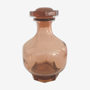 Carafe vase vintage en verre rose