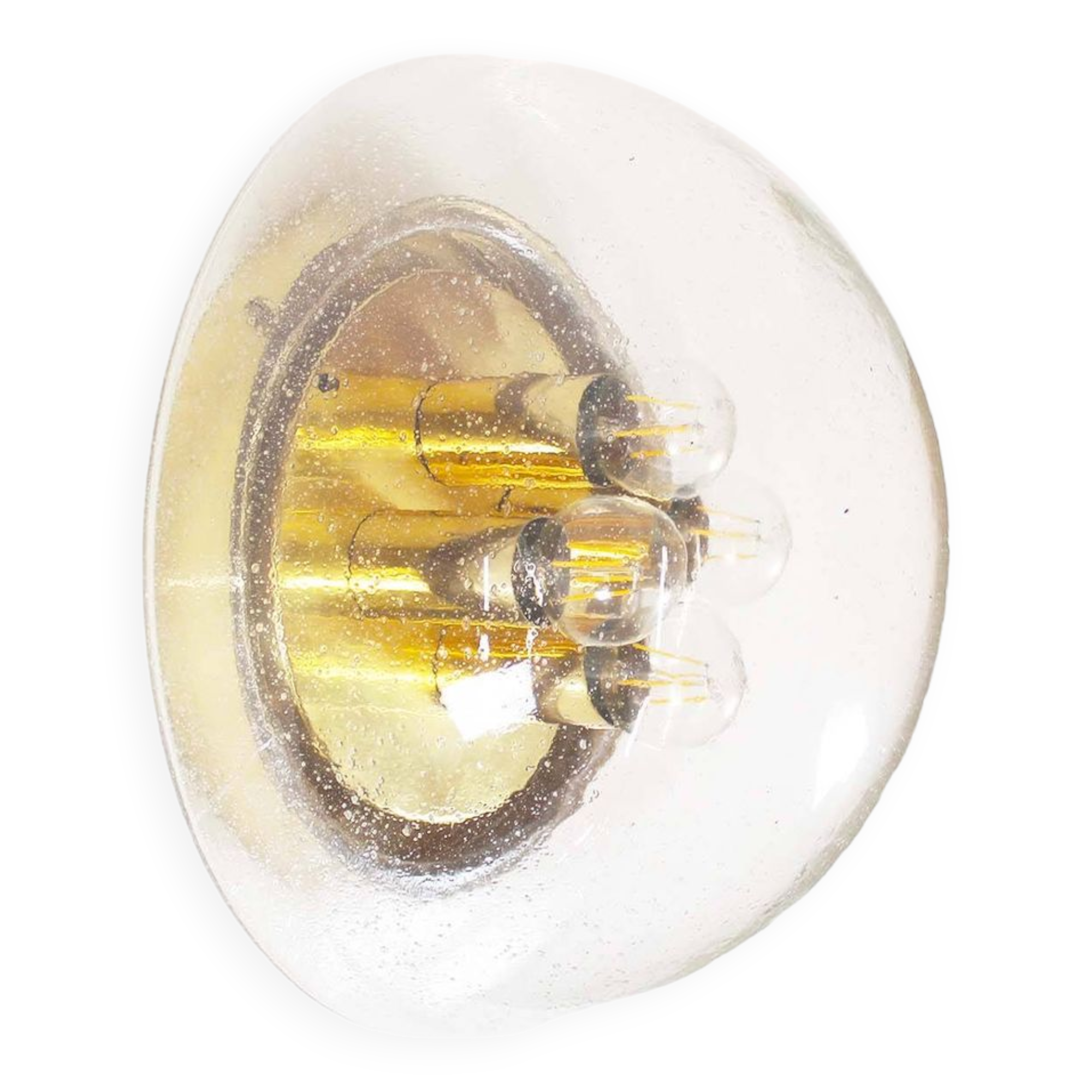 Large clear bubble glass flush mount light by Glashutte Limburg