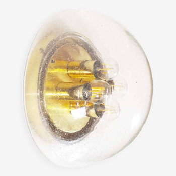 Large clear bubble glass flush mount light by Glashutte Limburg