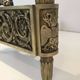 Pair of Empire Period Chenets in Chiselled Bronze with Torches and Leaf Frieze