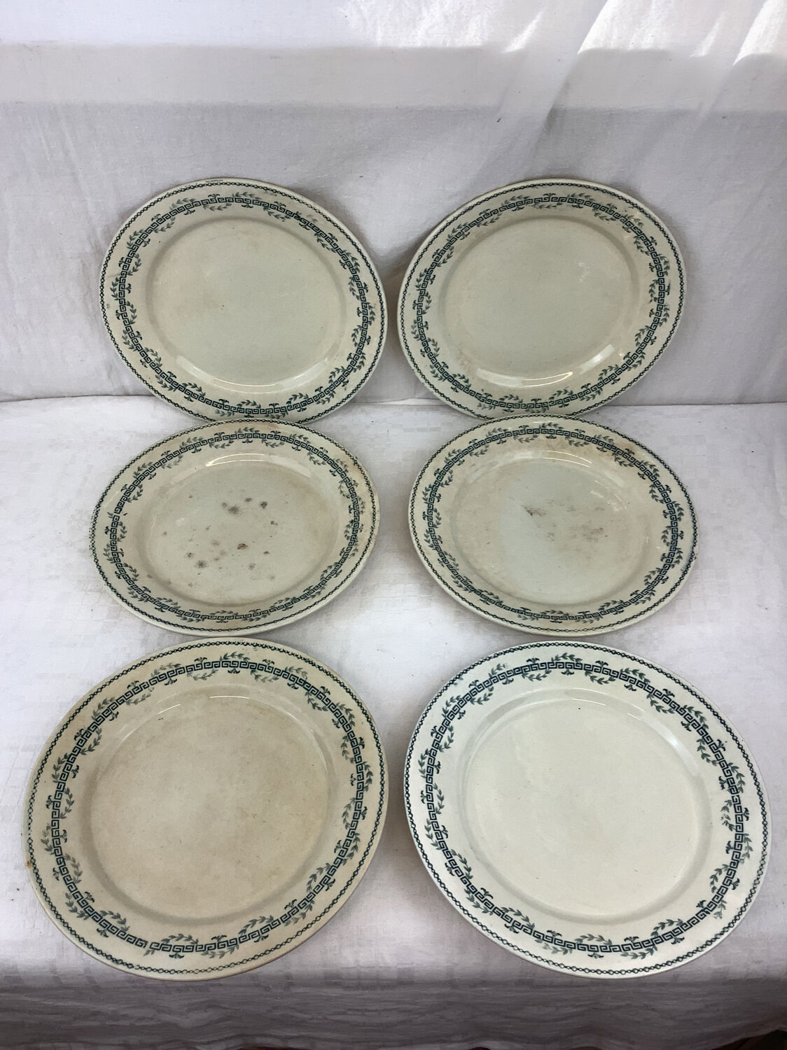 6 old flat iron earth plates