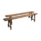Pair of benches early twentieth century in cherry wood