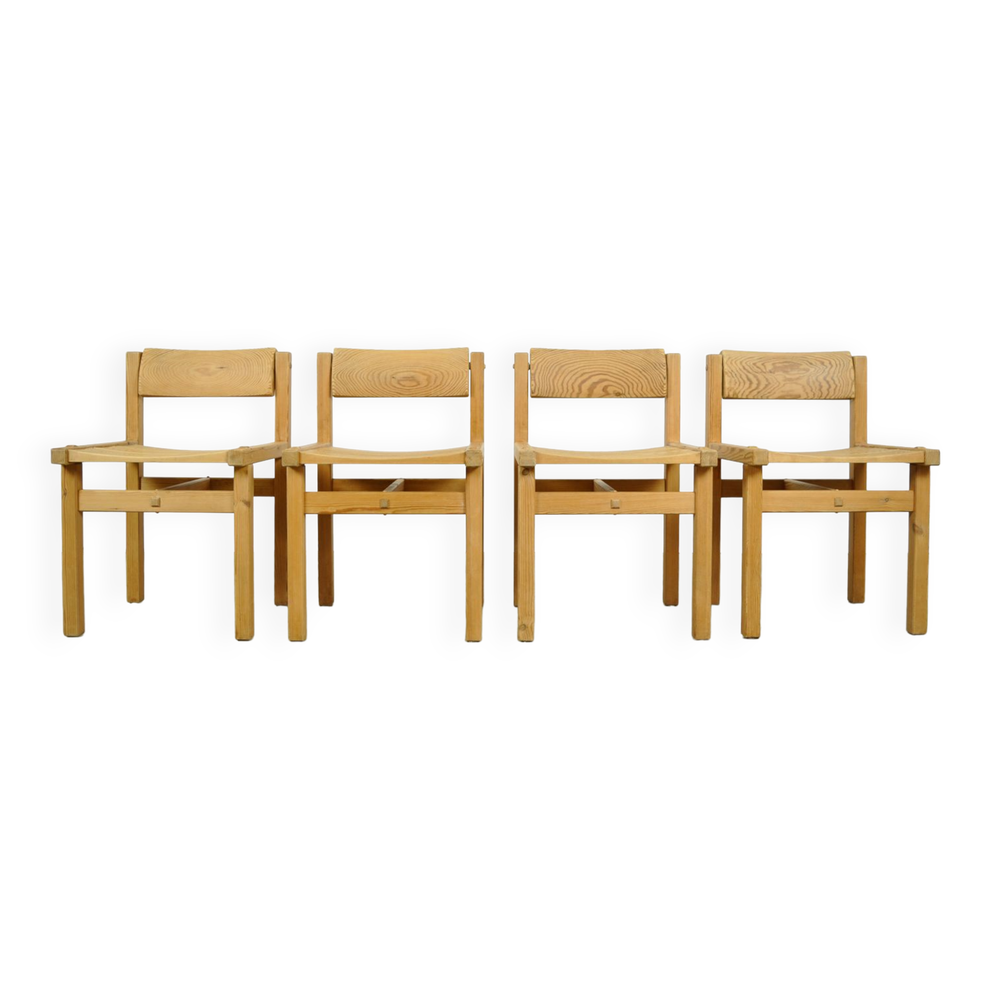 Trybo series pine dining chairs (4) by Edvin Helseth for Stange Bruk, Norway 1960s