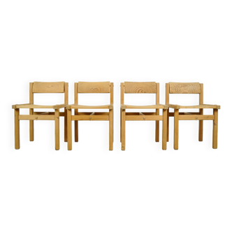 Chaises de salle à manger en pin série Trybo (4) par Edvin Helseth pour Stange Bruk, Norvège 1960
