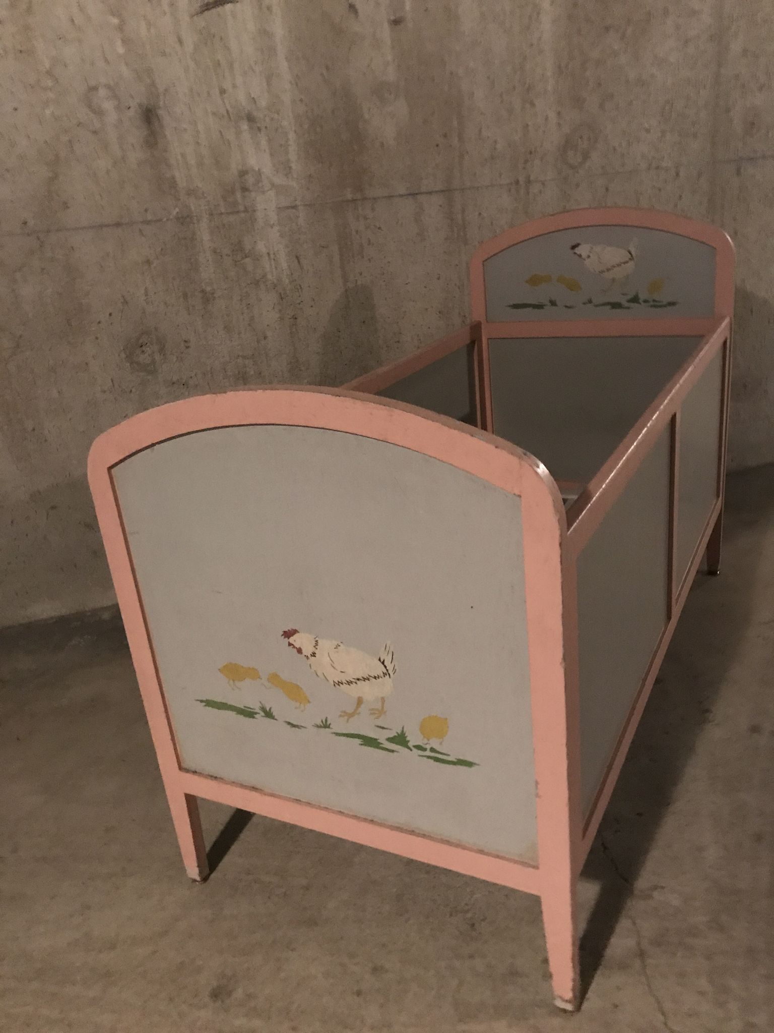 50s painted wood child bed