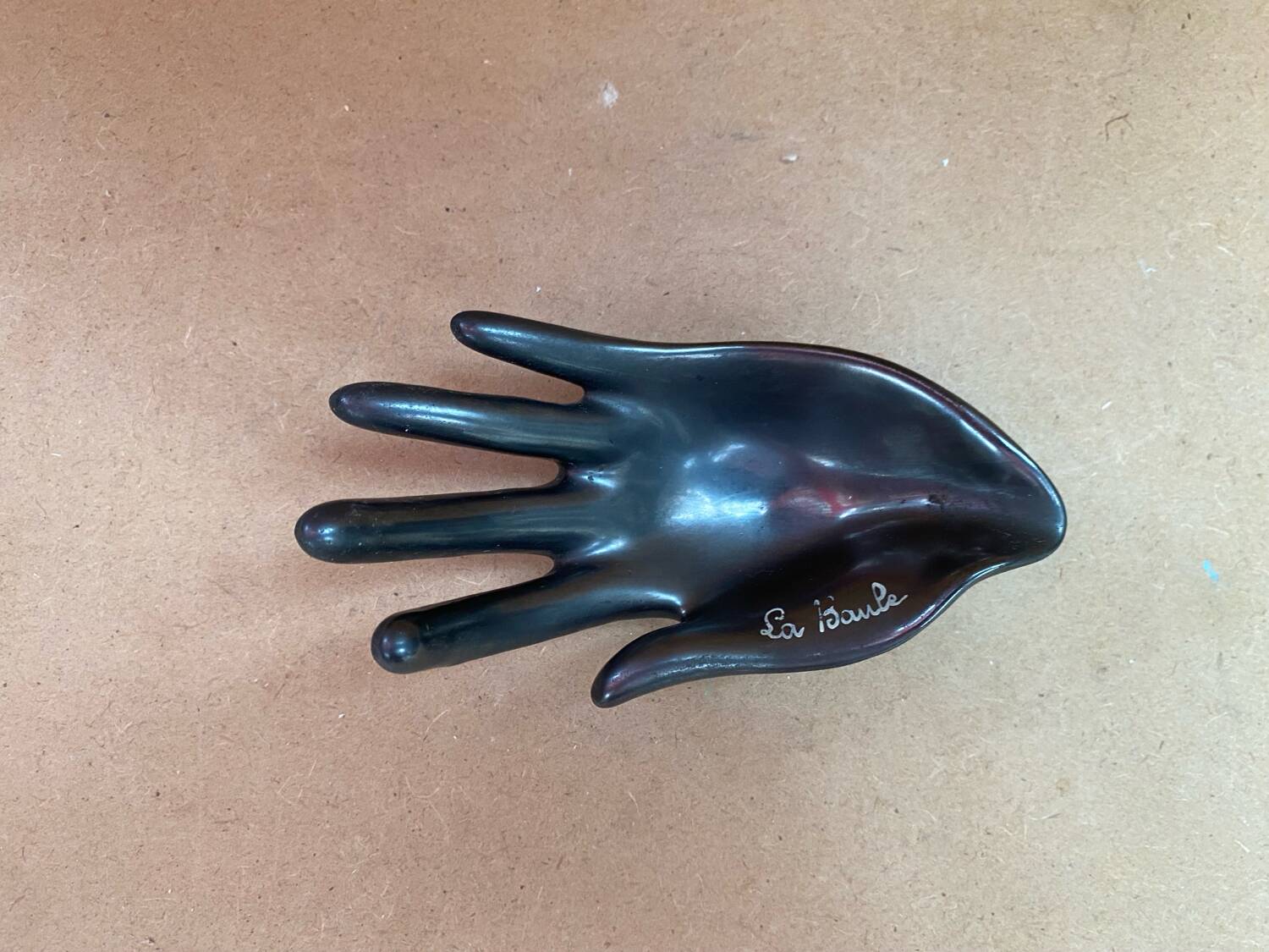 Old vallauris pocket tray hand shape black ceramic vintage decoration