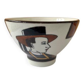 Tasse art deco régionaliste Henriot