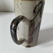 Mug en grès émaillé décor libre, travail de potier vintage
