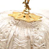 Old table lamp molded glass stamps barbotine and brass deco