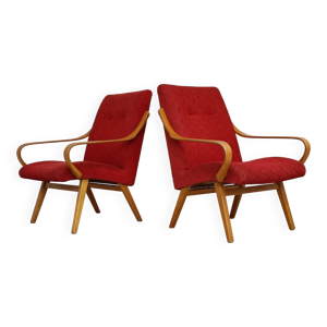 Paire de fauteuils rouge - thonet 1960