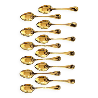 Christofle Malmaison gilded, 12 mocha spoons, coffee excellent condition
