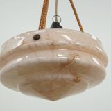 Vintage soft pink marbled glass Art Deco design pendant lamp