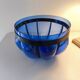 Superb vintage blown glass bowl in cobalt blue with its iron frame.