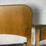Pair of mismatched wooden folding chairs