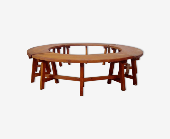 Set de 4 bancs en pin vintage