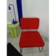Fauteuil chauffeuse design vintage rouge orangé pied métal 70