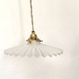 Pleated opaline portable lamp, 2 M fabric cable