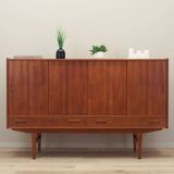 Buffet haut en teck, design danois, années 1970, fabriqué par Børge Dam