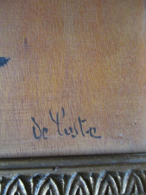 2 antique paintings from the 1700s in golden frame painter De'loste