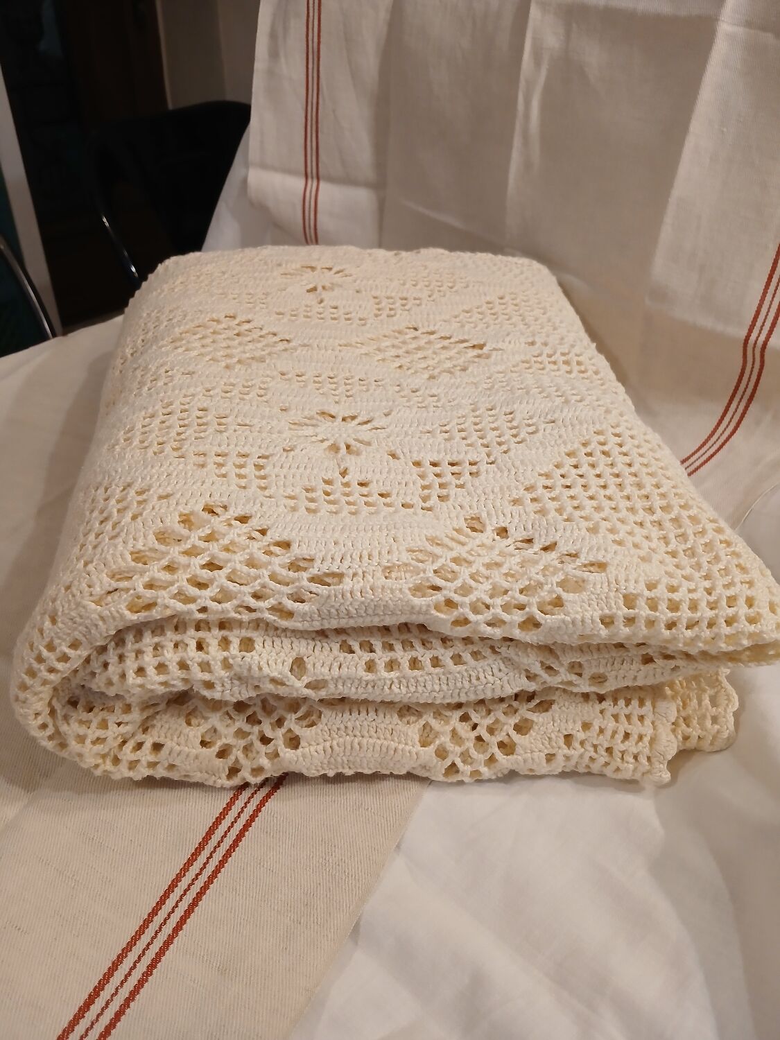 2 antique crocheted bedspreads