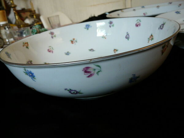 Set de 3 plats porcelaine de limoges décor fleuri