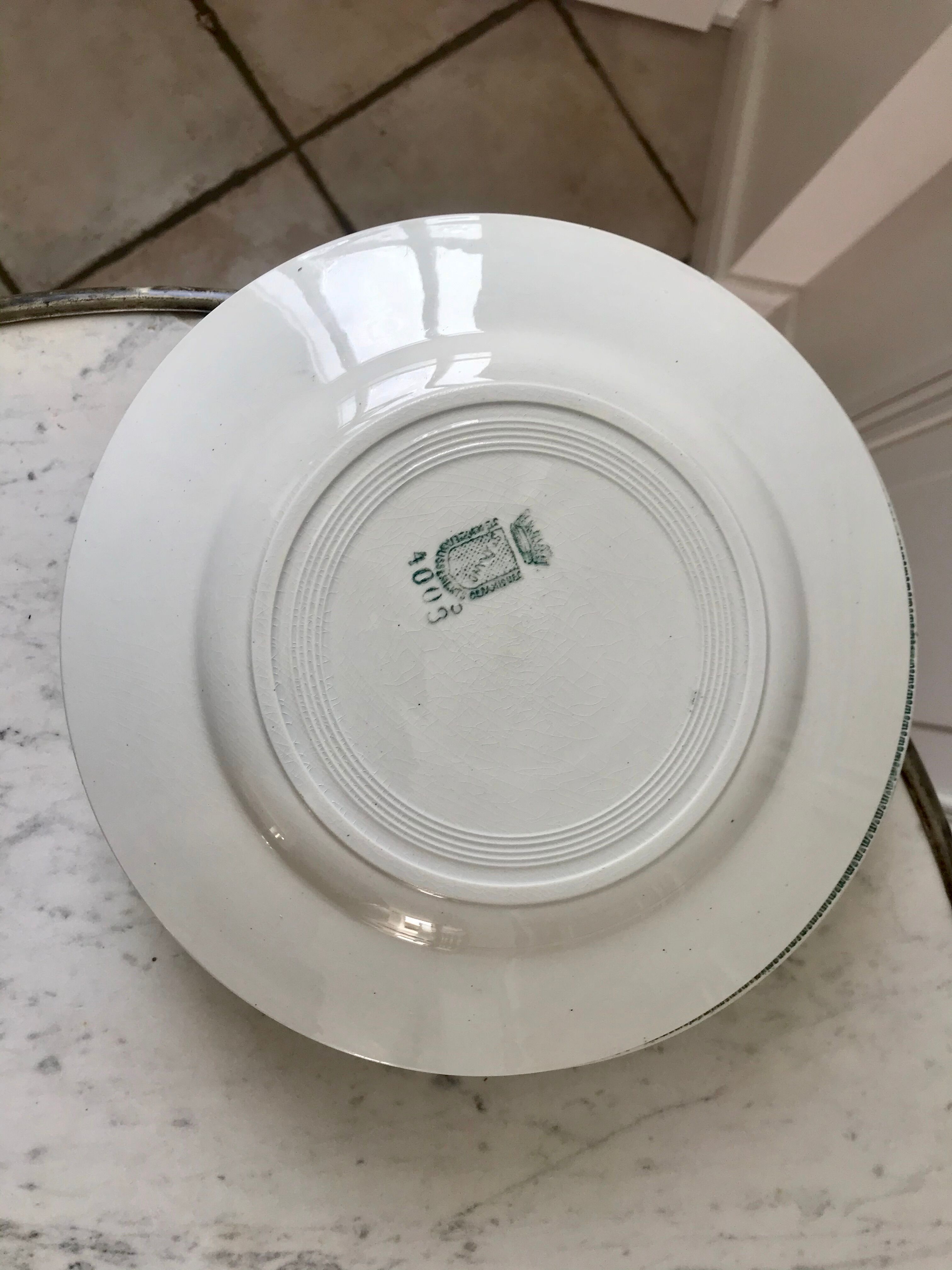 Set of 6 flat plates terre de fer saint-amand xixth