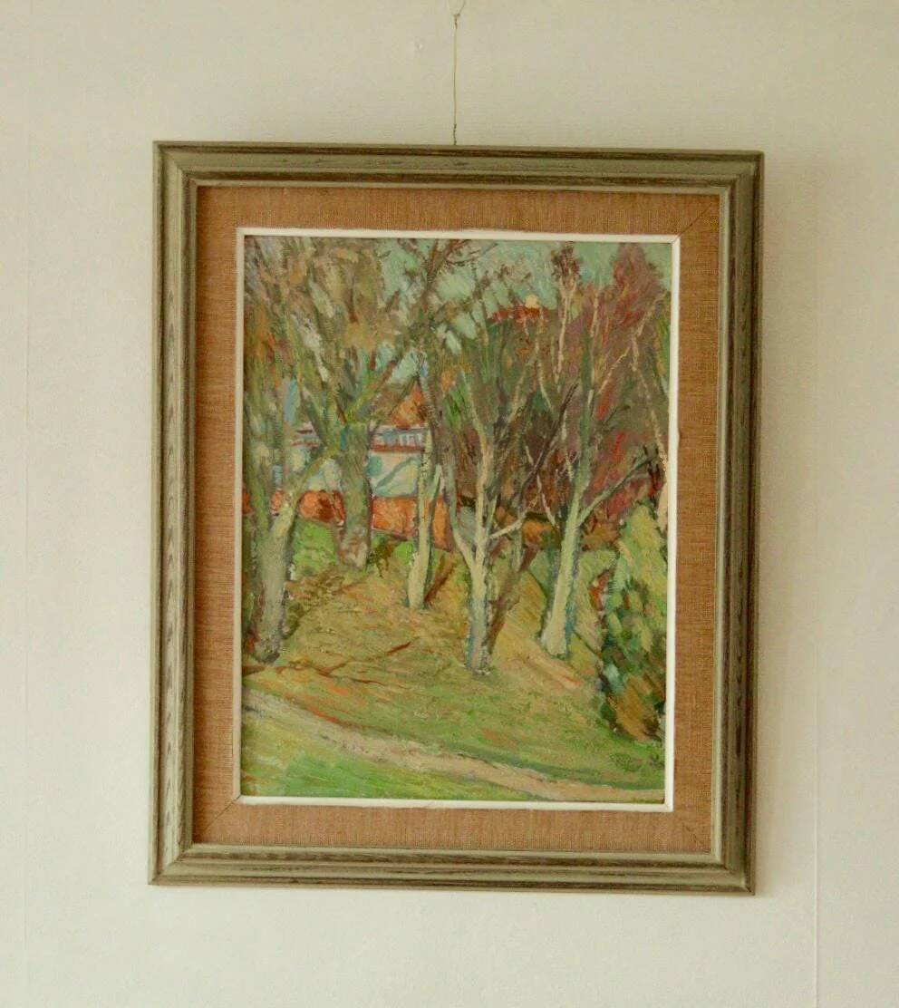 Huile sur panneau suédoise originale – « Paysage d'automne »