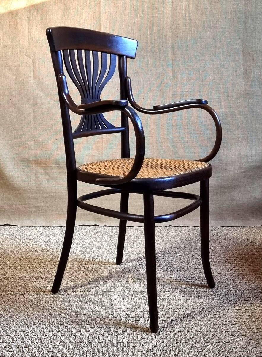 Fischel Jugendstil bistro armchair in curved wood, Thonet period