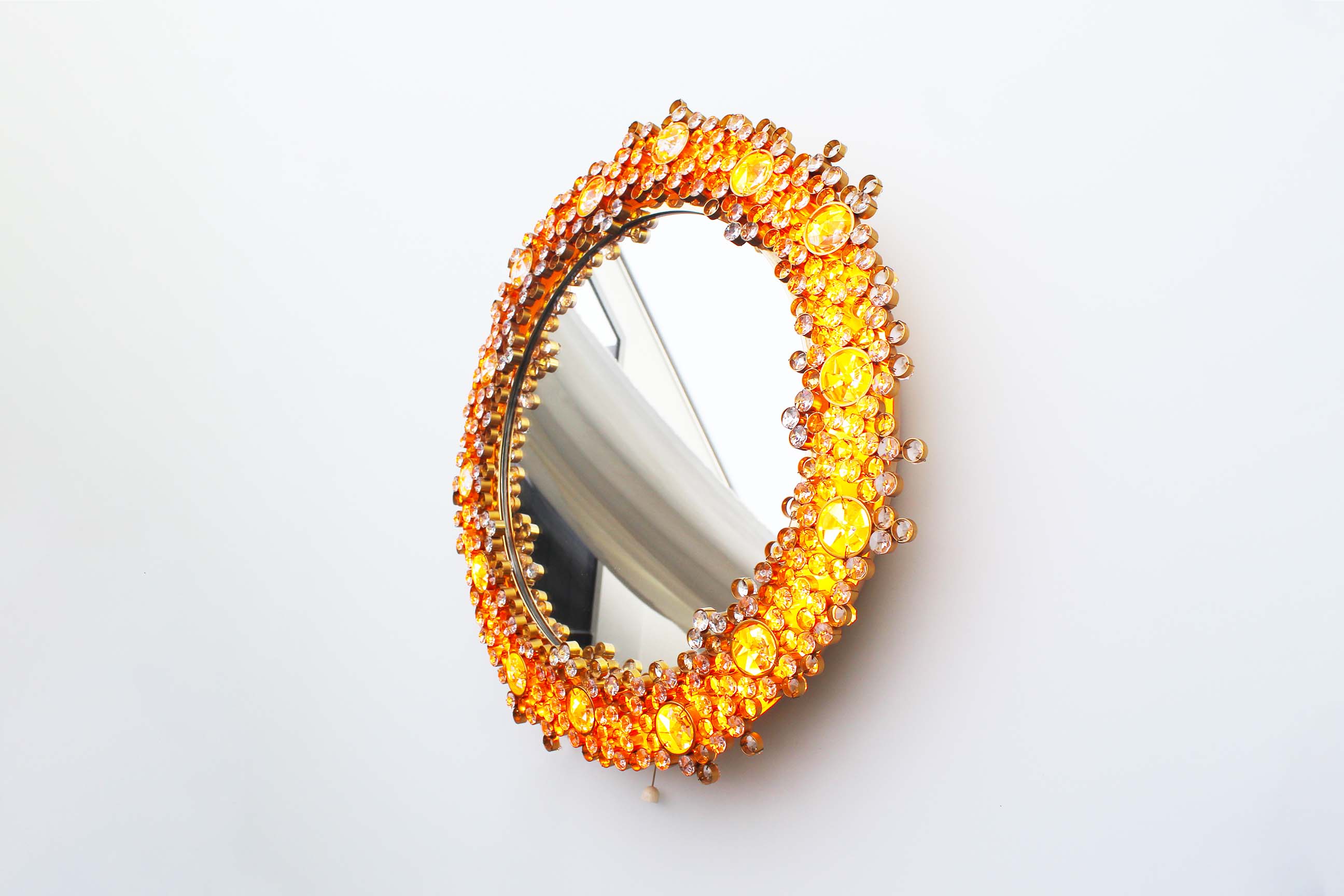Illuminated jewel crystal mirror by palme & walter