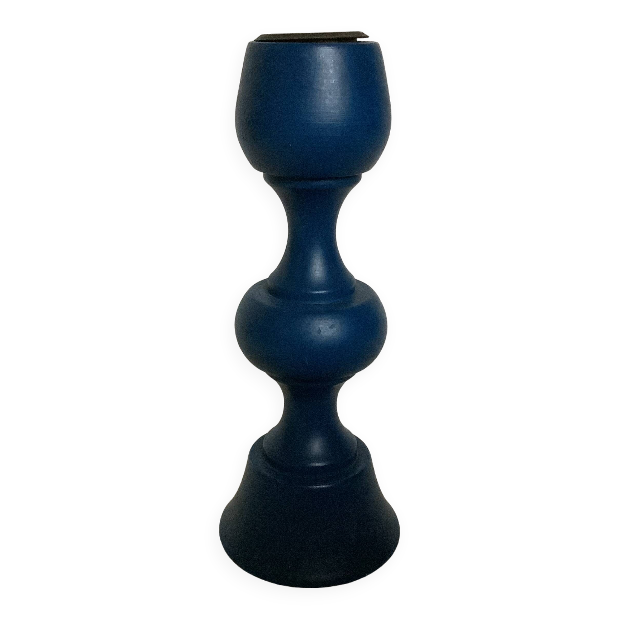 Scandinavian style blue wooden candle holder