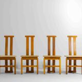 Sculptural postmodern dining chairs in wood with curved back, 1980s