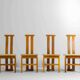 Sculptural postmodern dining chairs in wood with curved back, 1980s