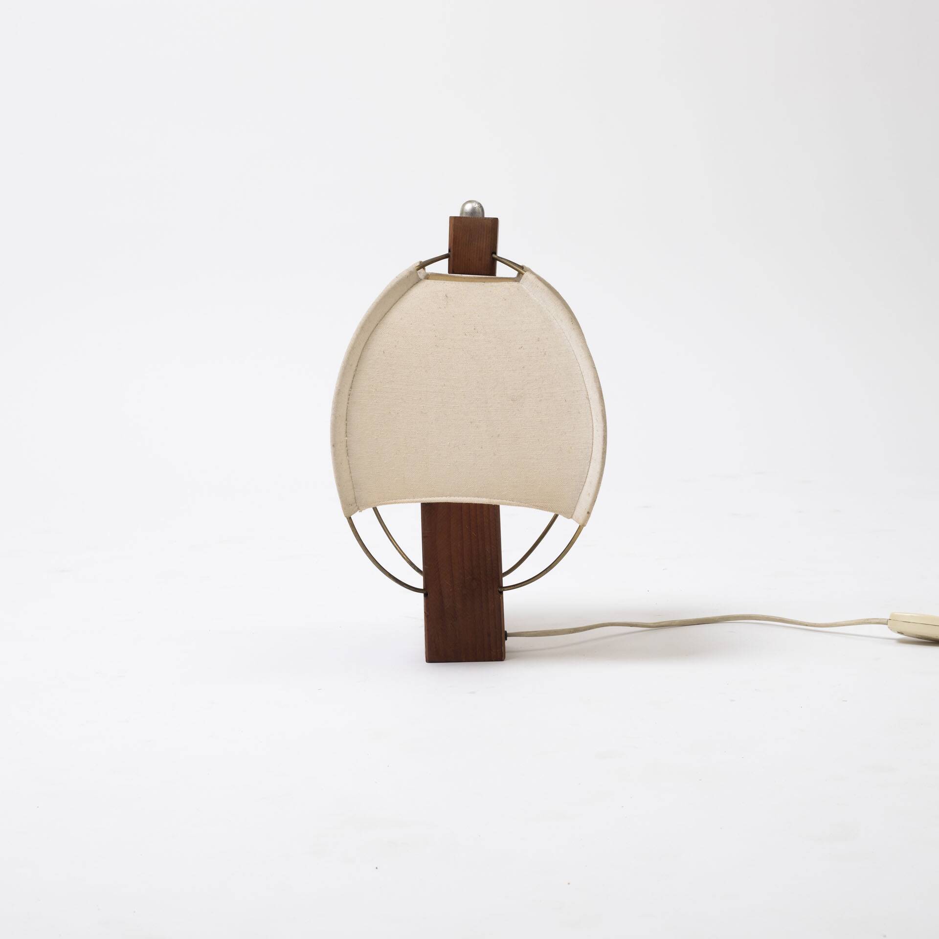 Table lamp in wood and canvas, Poland 1980s