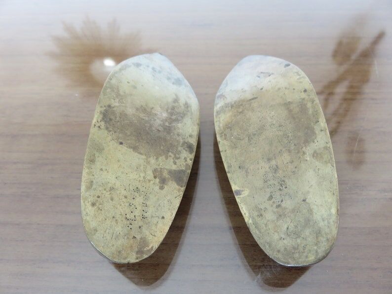 Pair of brass slipper ashtrays 60s 70s