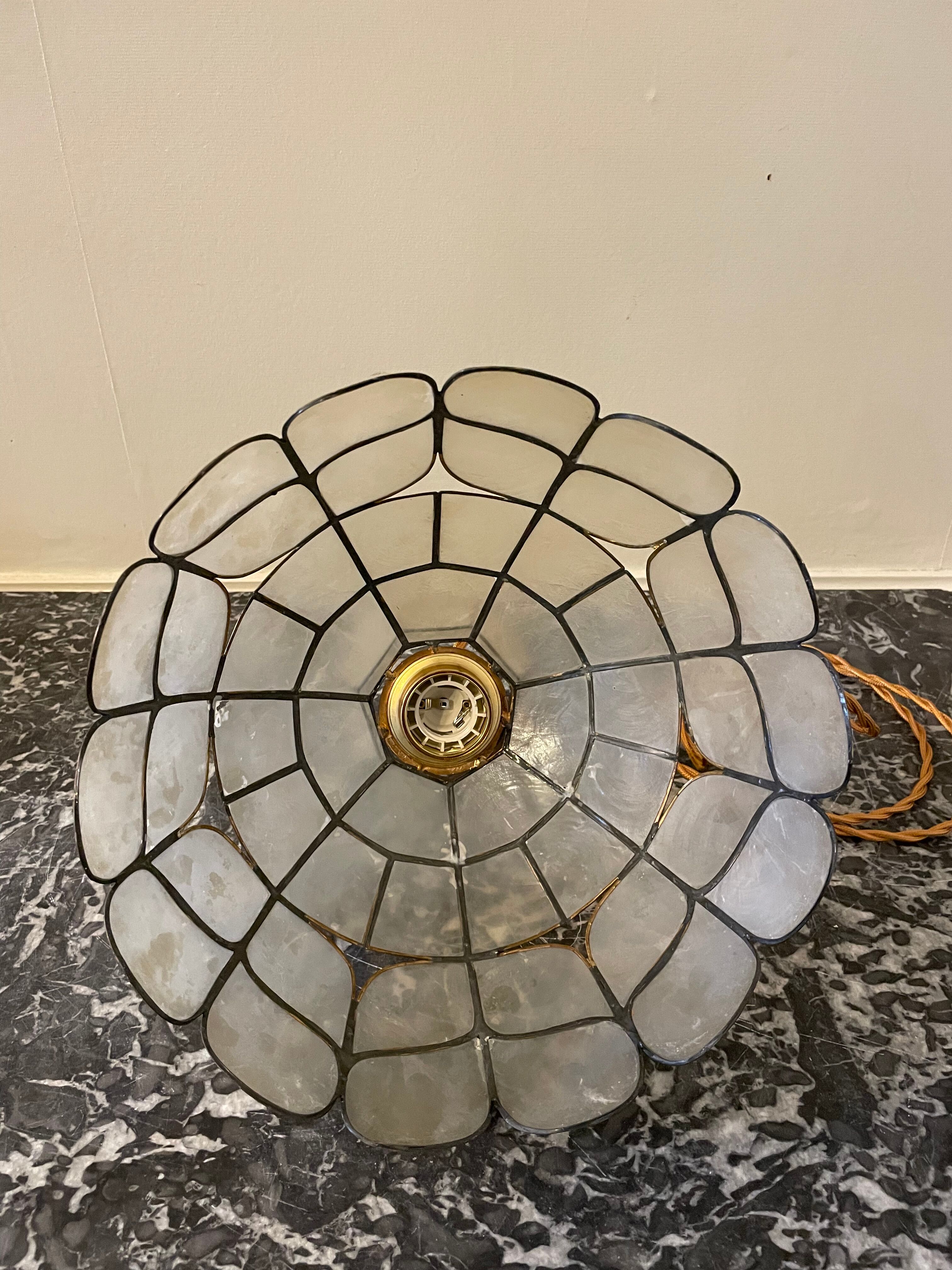 Suspension mother-of-pearl and brass diam 25 cm