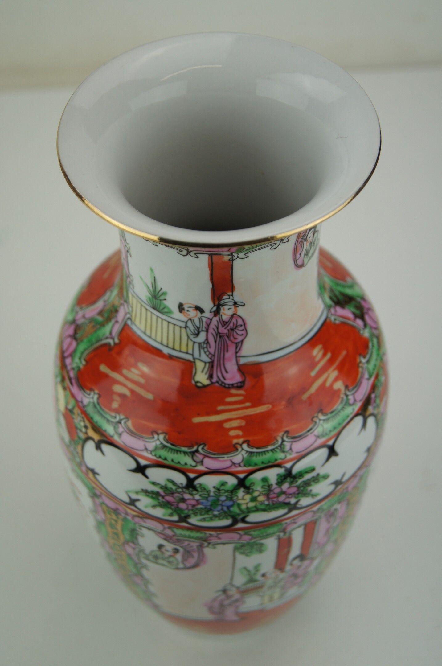 Porcelain vase with polychrome decoration - mid-20th century