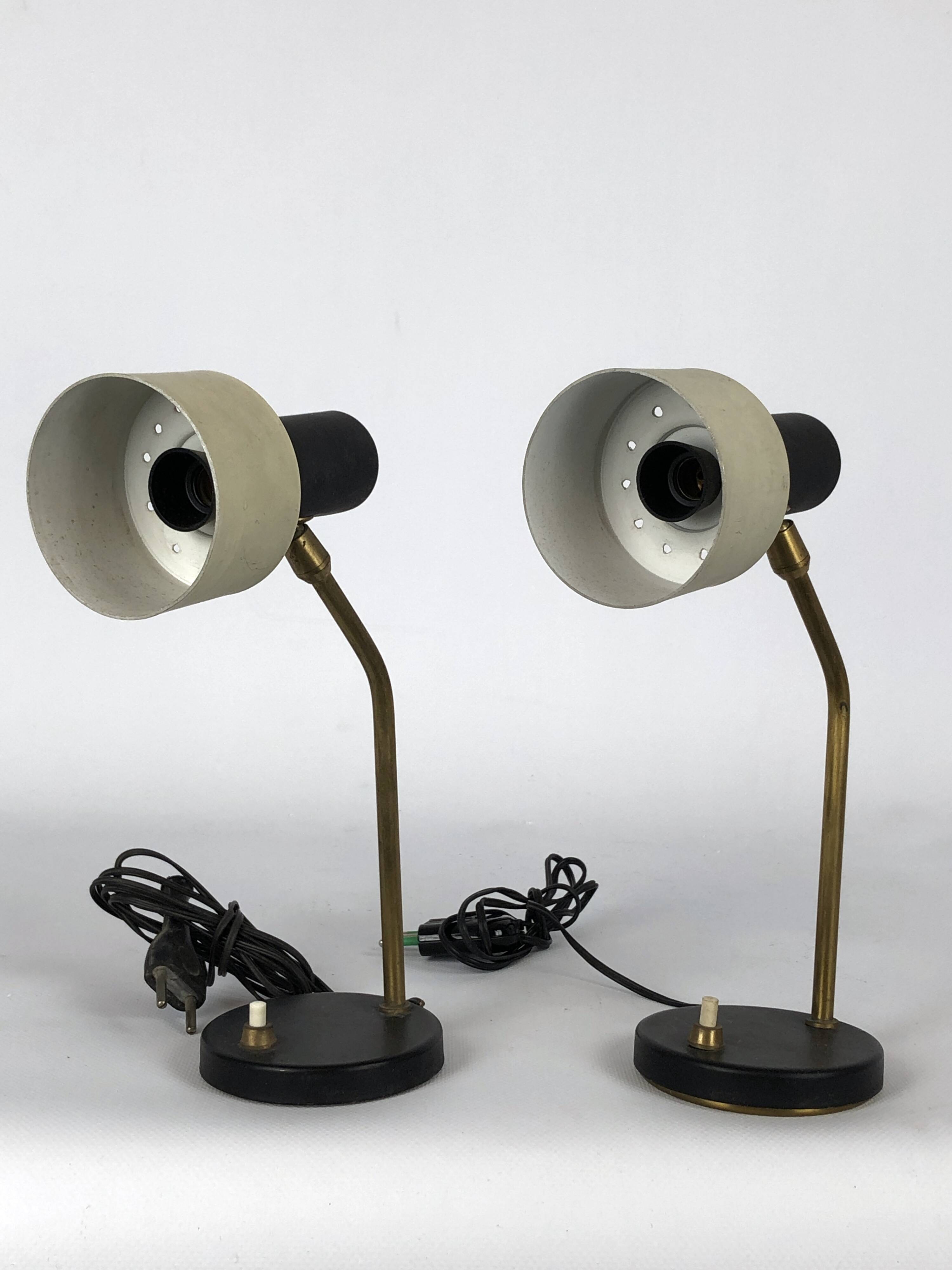 Mid-century Italian adjustable cone table lamps
