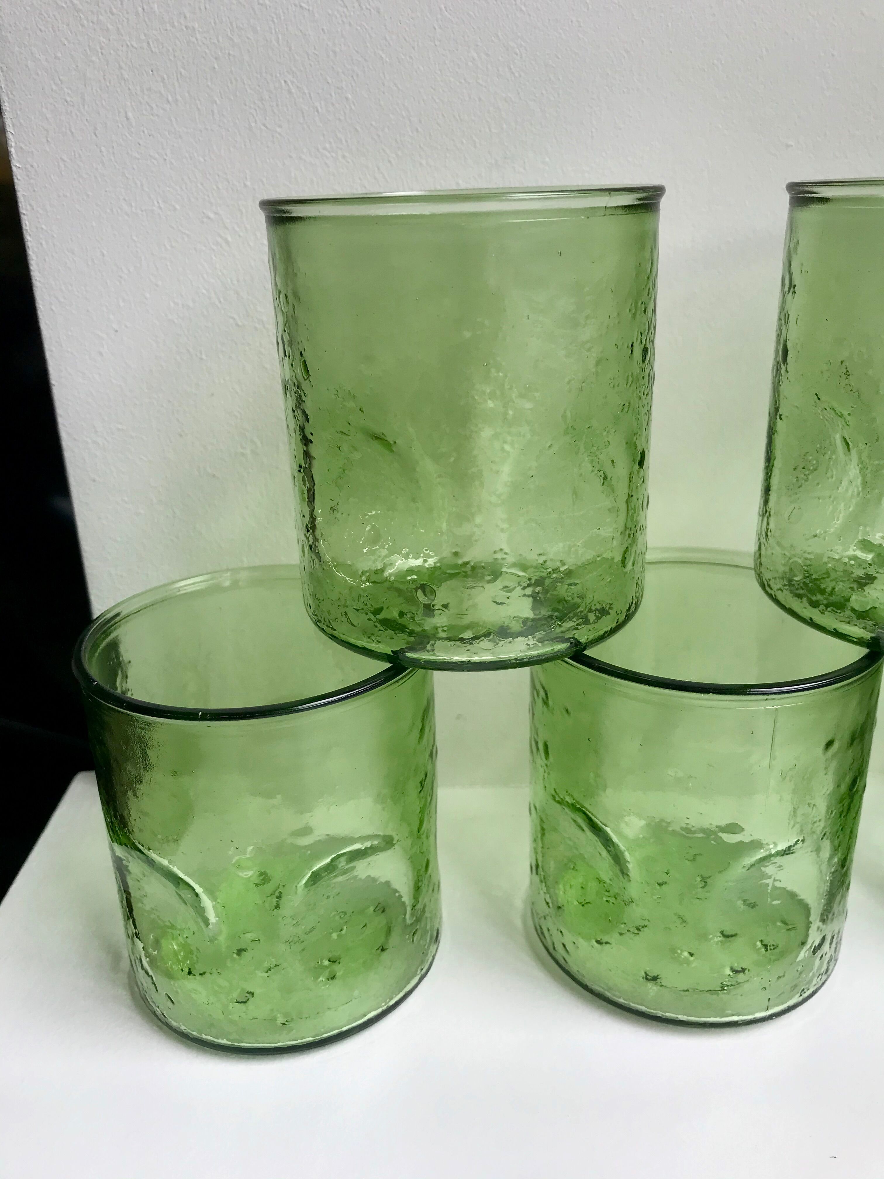 Set of 5 glasses bubbled glass style biot years 60-70