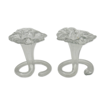Pair of vintage glass trumpet-shaped vases.