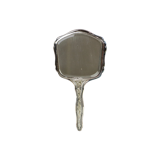 Silver plated hand mirror facet with silver mark bear floral pattern 25cm