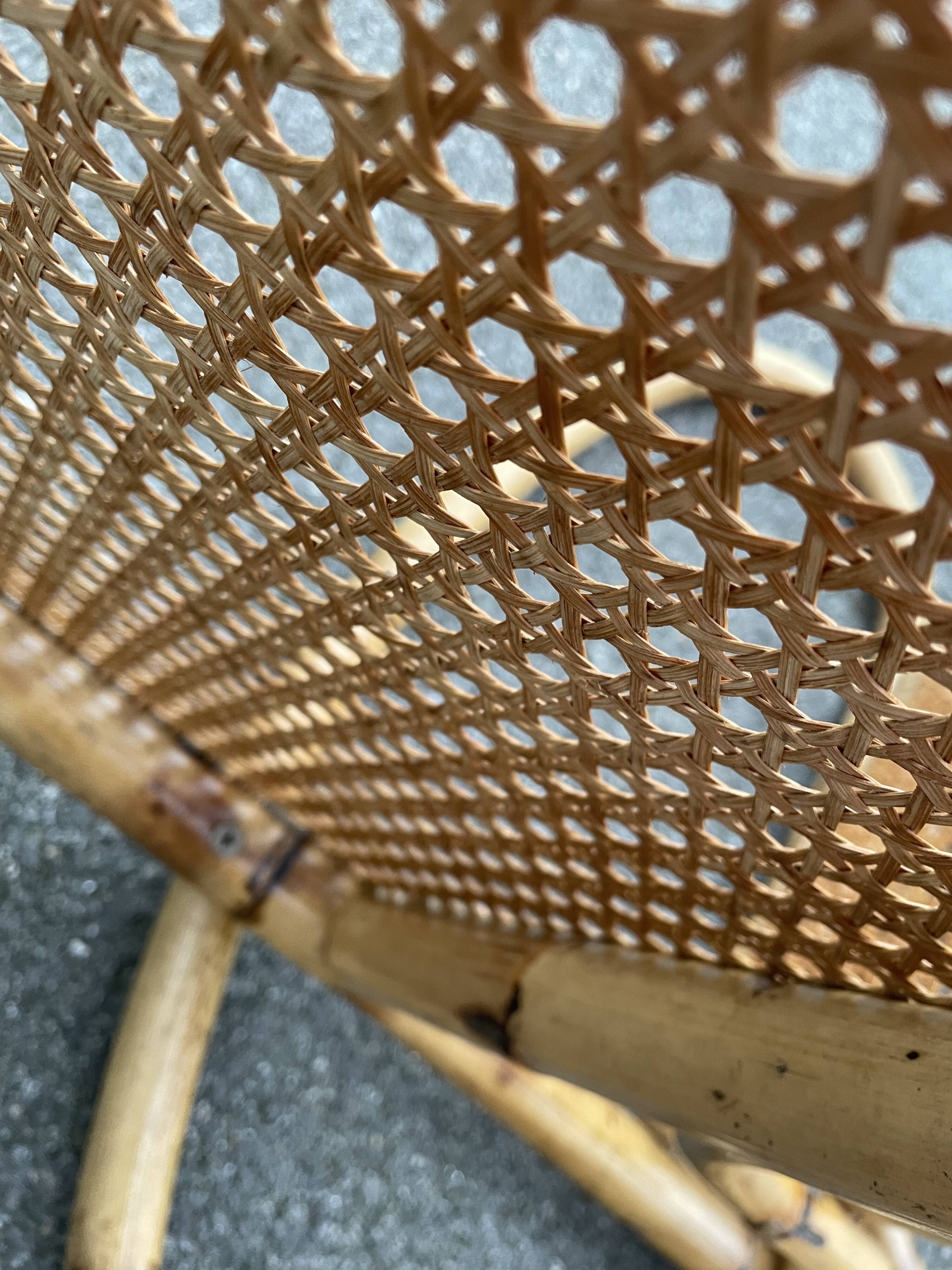 Rattan and cane rocking chair