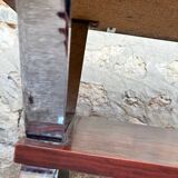 Vintage 1970s ceramic tile coffee table with chrome legs.