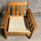 Retro pine suede armchair 1970