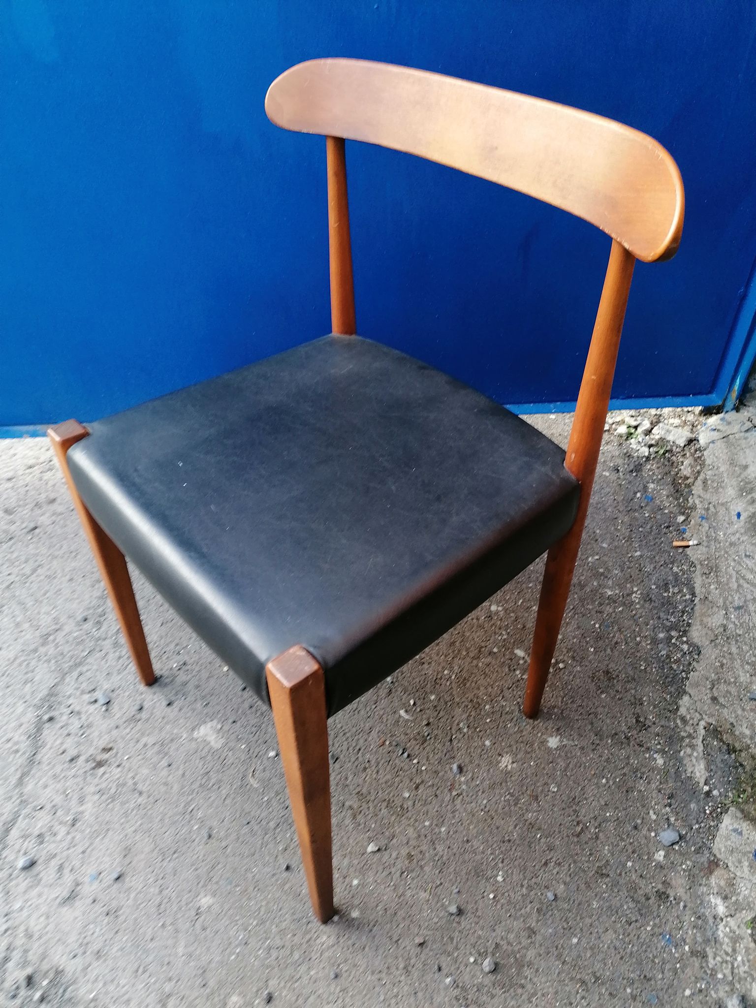 Scandinavian style teak and vintage faux chair 50 60 s