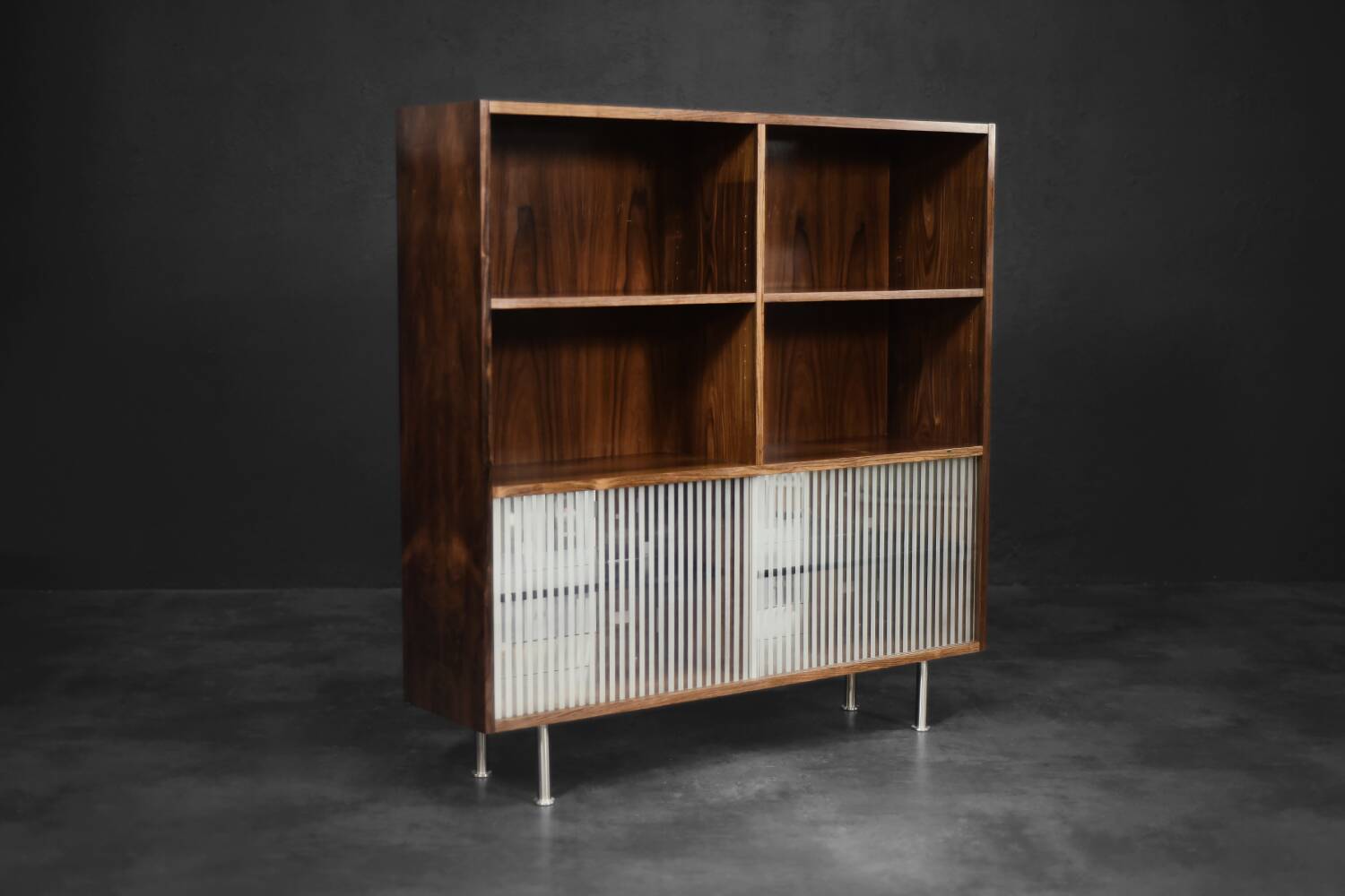 Vintage Mid-Century Scandinavian Modern Rosewood Highboard with Glass, 1960