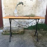 Raw wooden bistro table