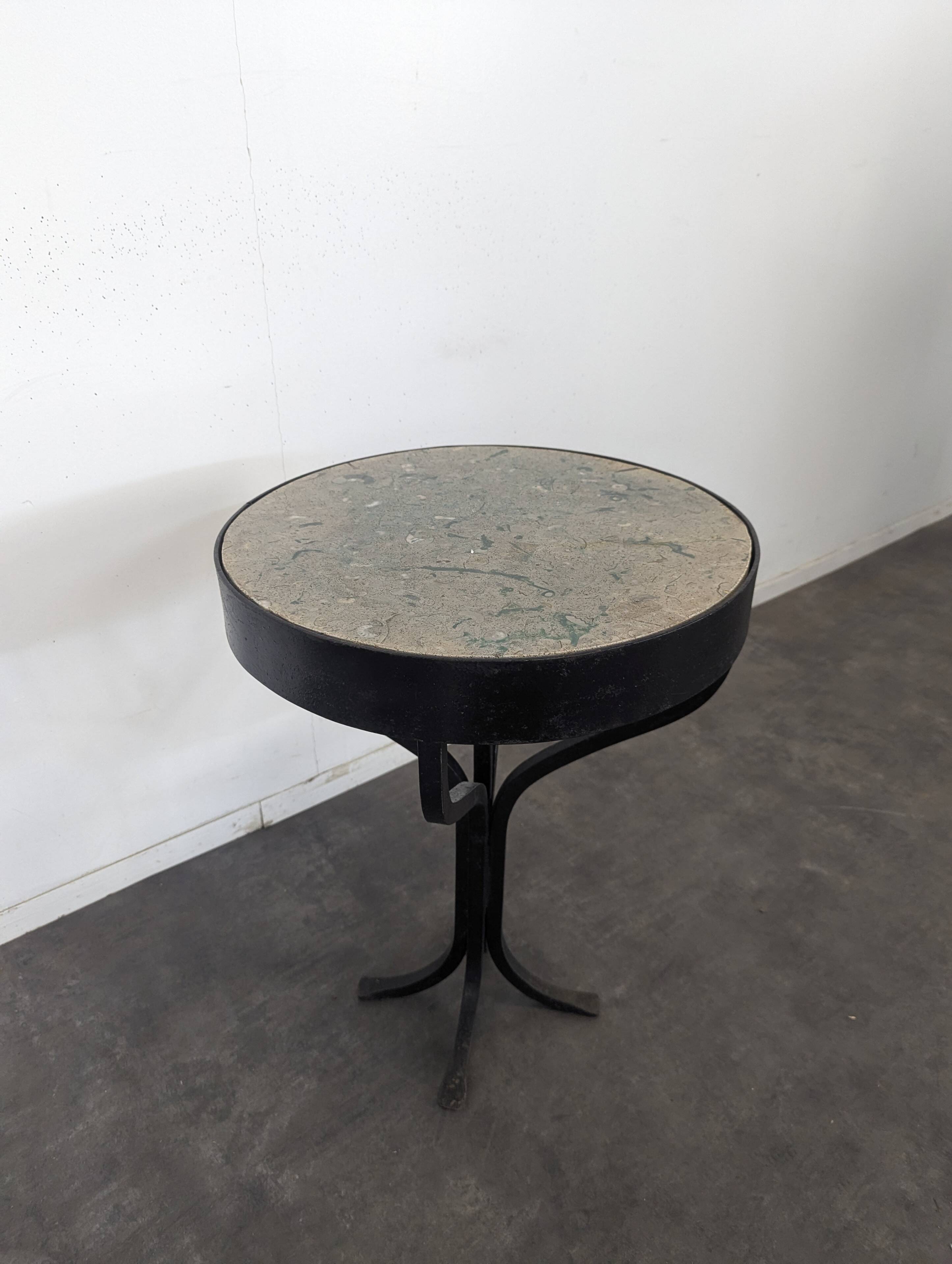 Wrought iron gueridon with a marble top circa 1950